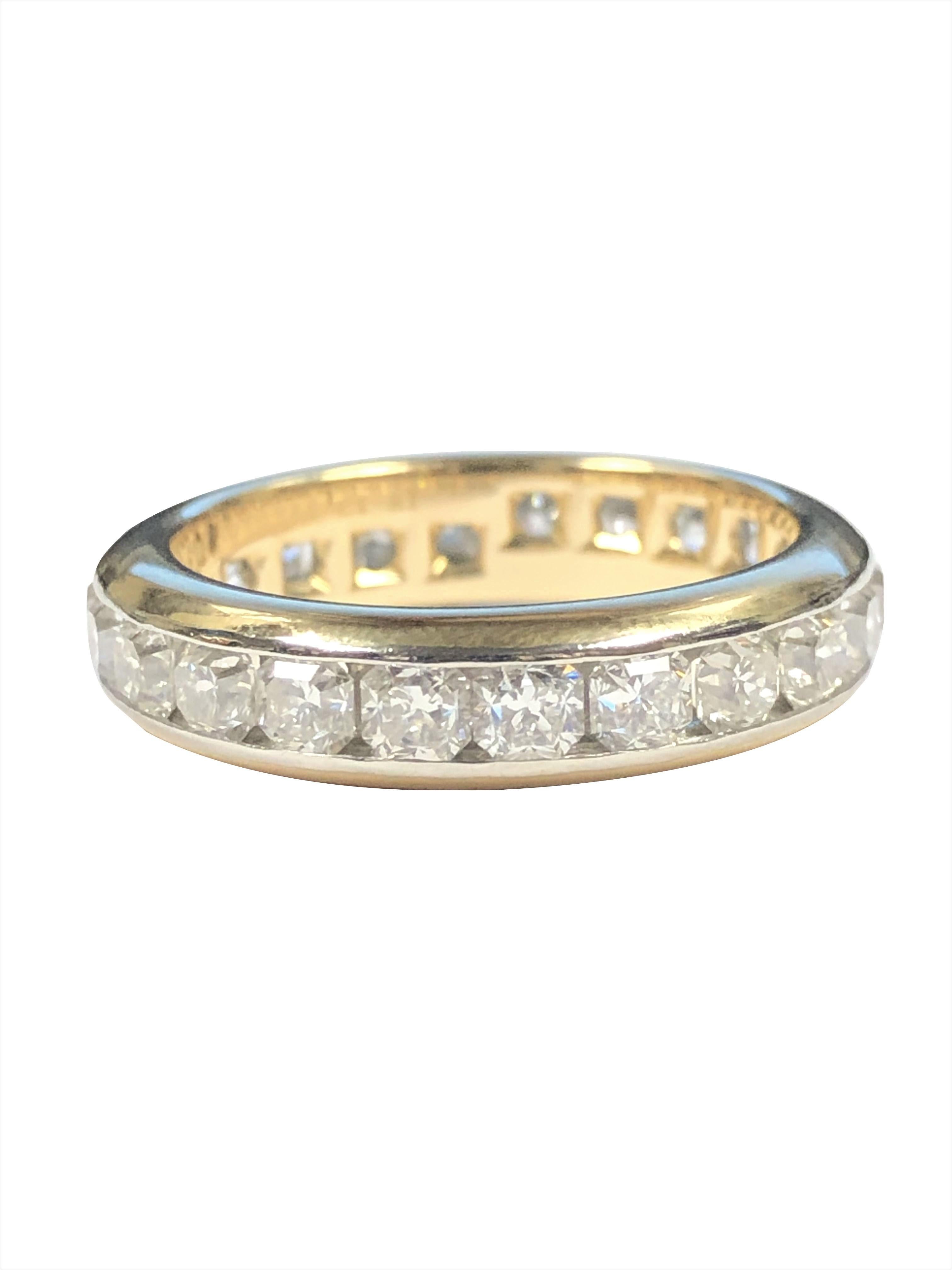 Women's or Men's Tiffany & Company Platinum and 18k Lucida Diamond Eternity Band Ring For Sale