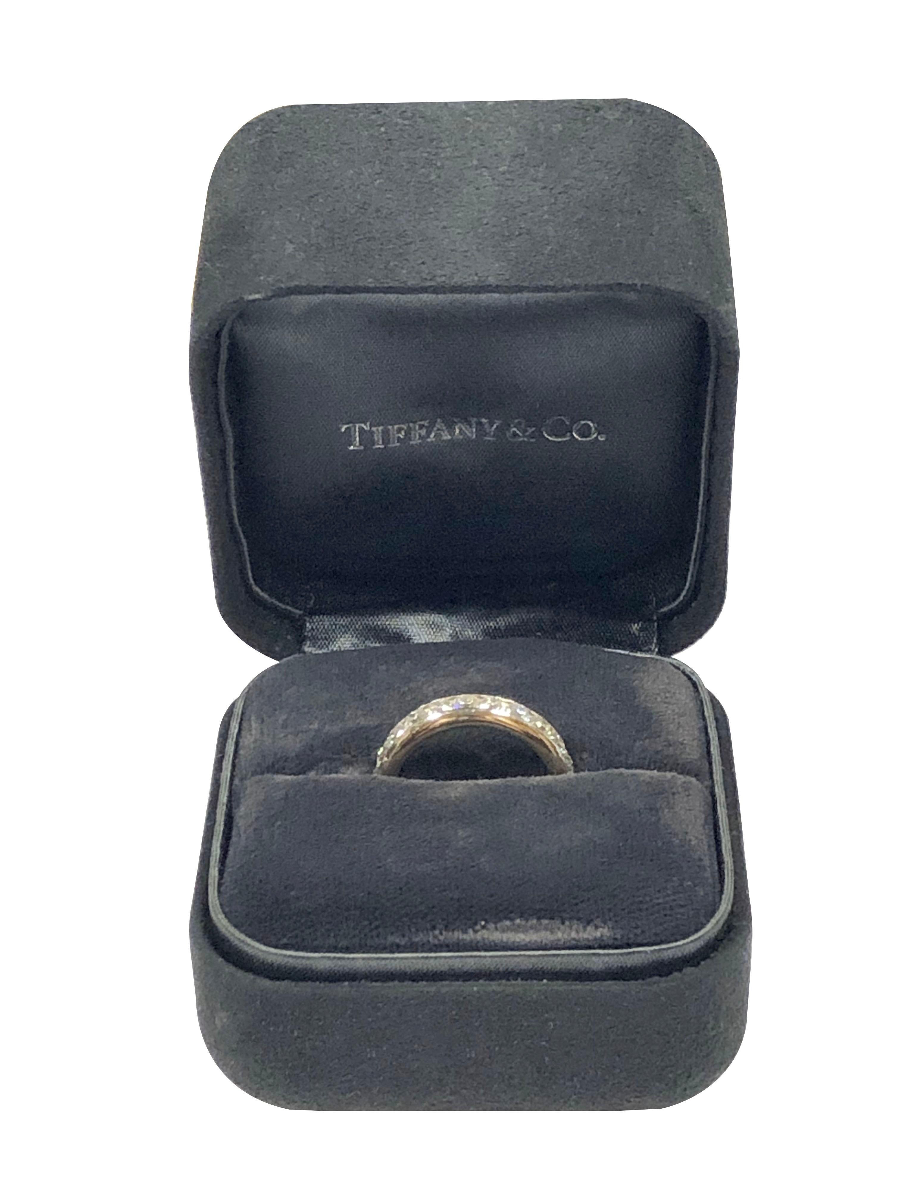 Tiffany & Company Platinum and 18k Lucida Diamond Eternity Band Ring For Sale 3