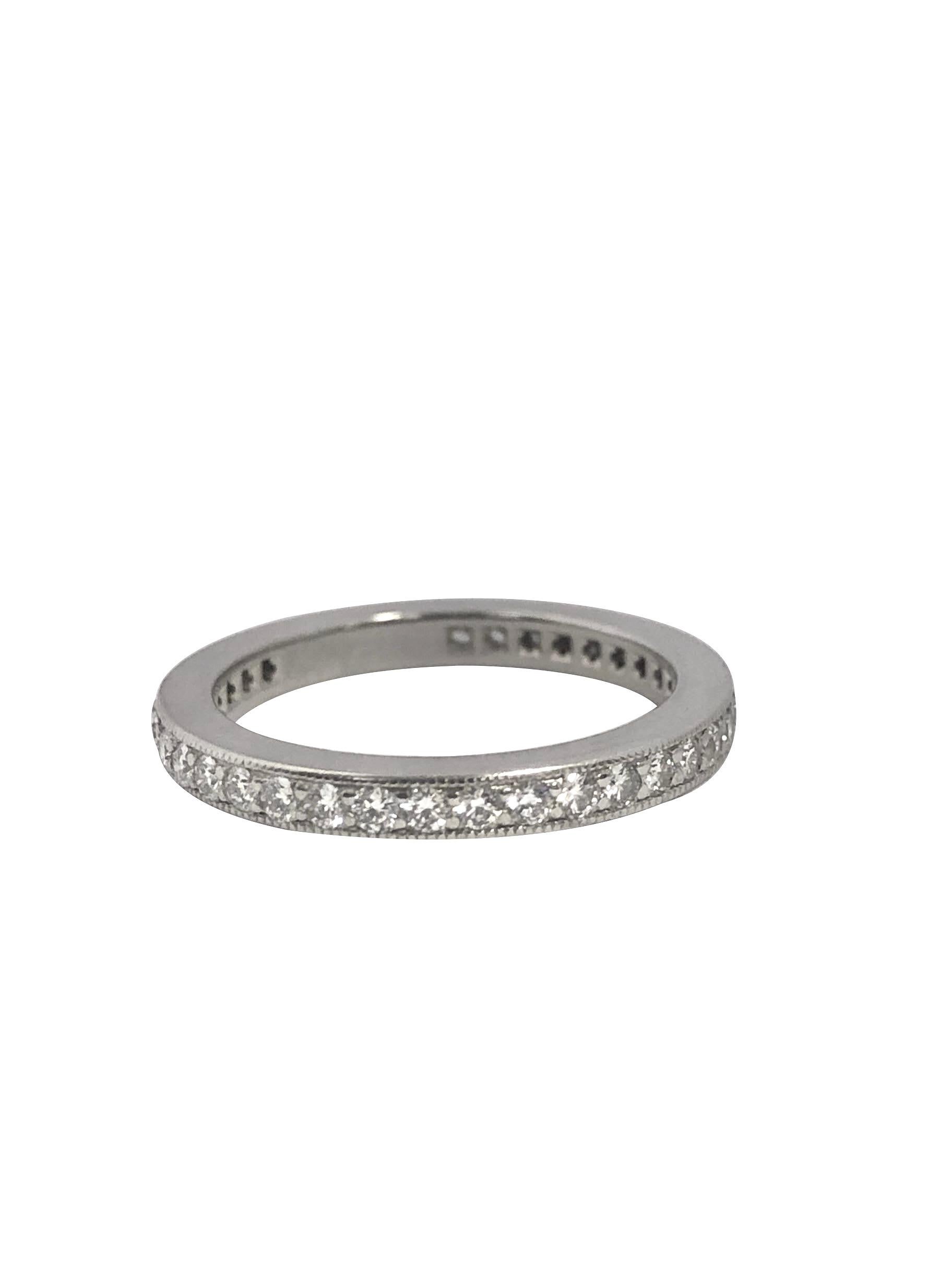 Round Cut Tiffany & Co. Platinum and Diamond Eternity Band Ring