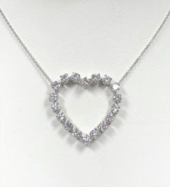 Tiffany & Company Platinum and Diamond Floating Open Heart Necklace