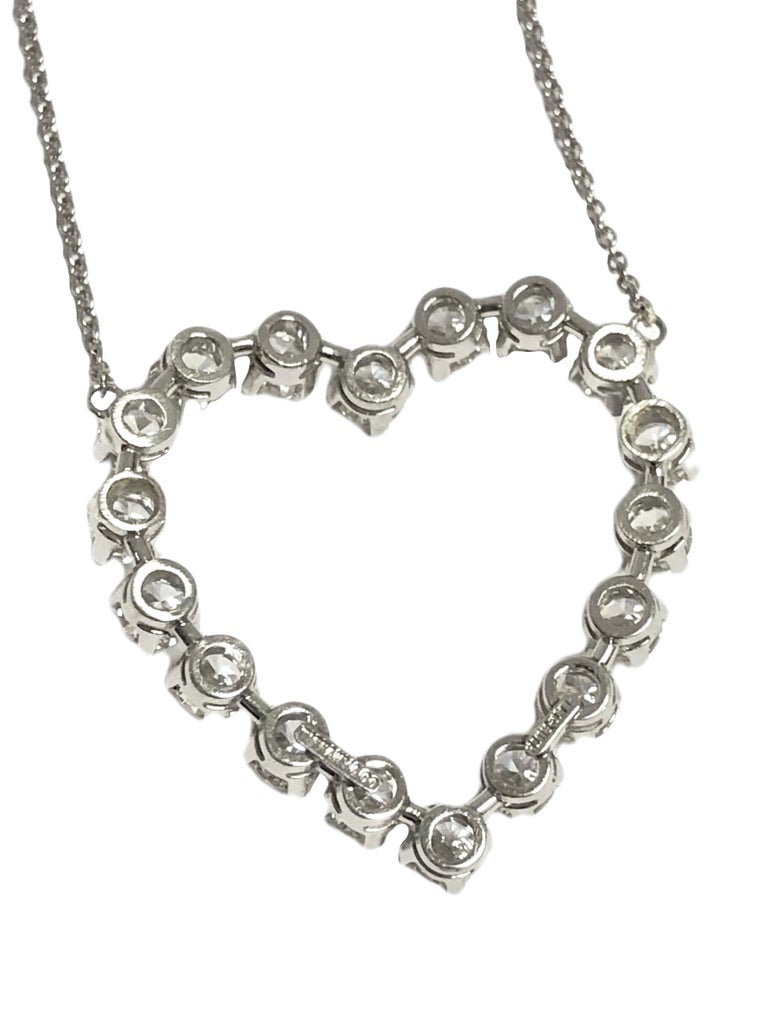 Tiffany and Company Platinum and Diamond Floating Open Heart Necklace