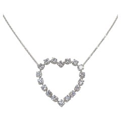 Tiffany & Company Platinum and Diamond Floating Open Heart Necklace