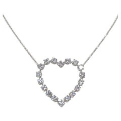 Tiffany & Company Platinum and Diamond Floating Open Heart Necklace