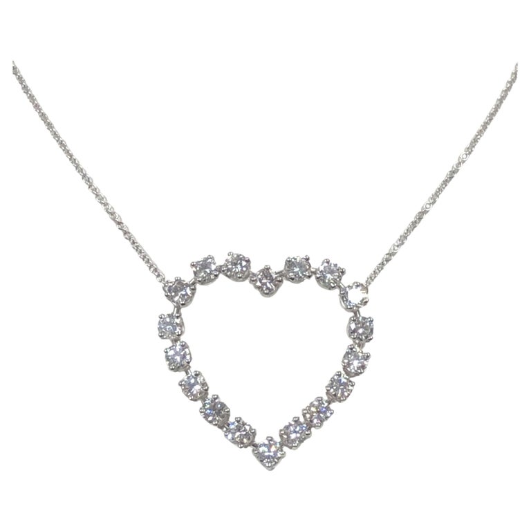 Tiffany and Company Platinum and Diamond Floating Open Heart Necklace