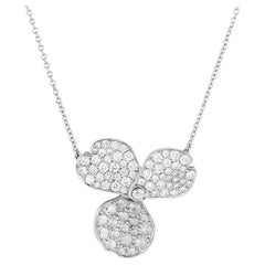 Tiffany & Company Platinum Diamond 3 Petal Paper Flower Motif Pendant On Chain