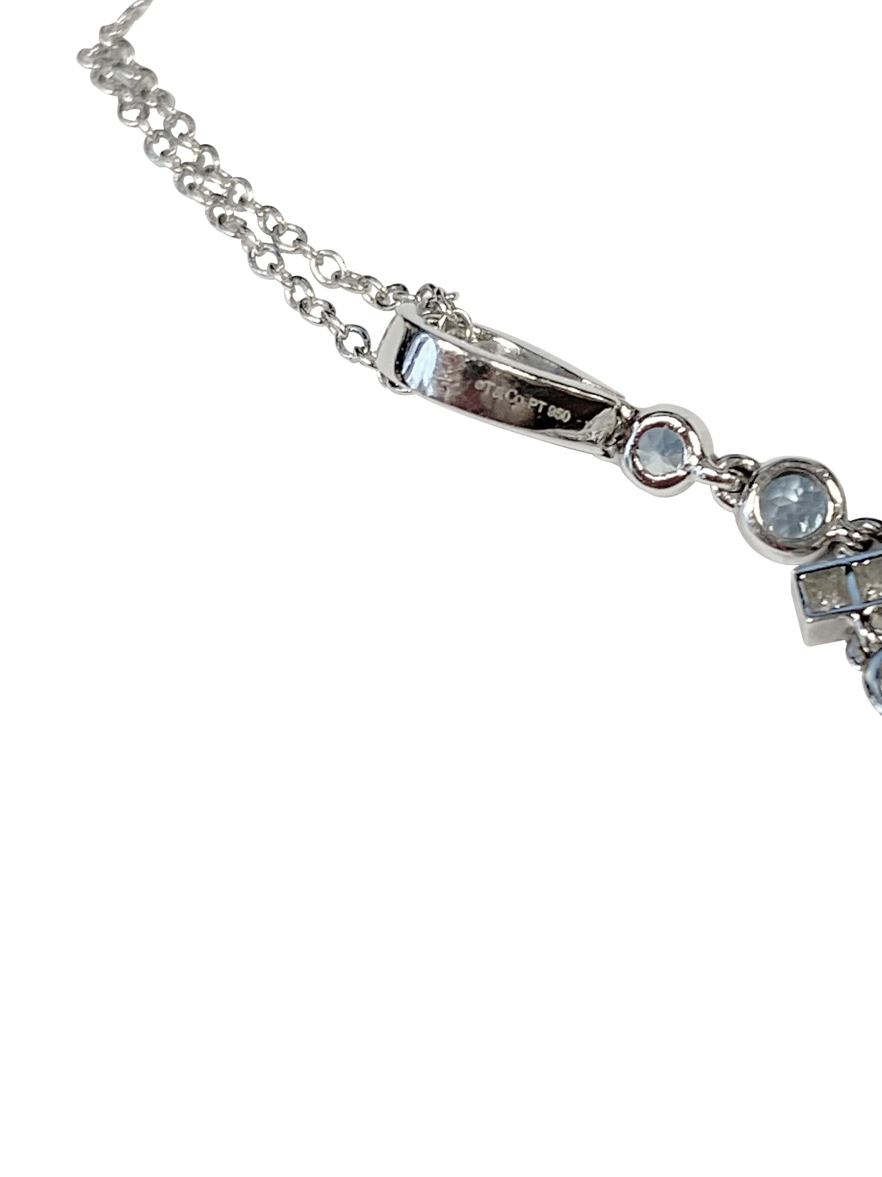 Halskette aus Platin mit Diamanten und Aquamarin im Art-déco-Stil von Tiffany & Company (Rundschliff) im Angebot