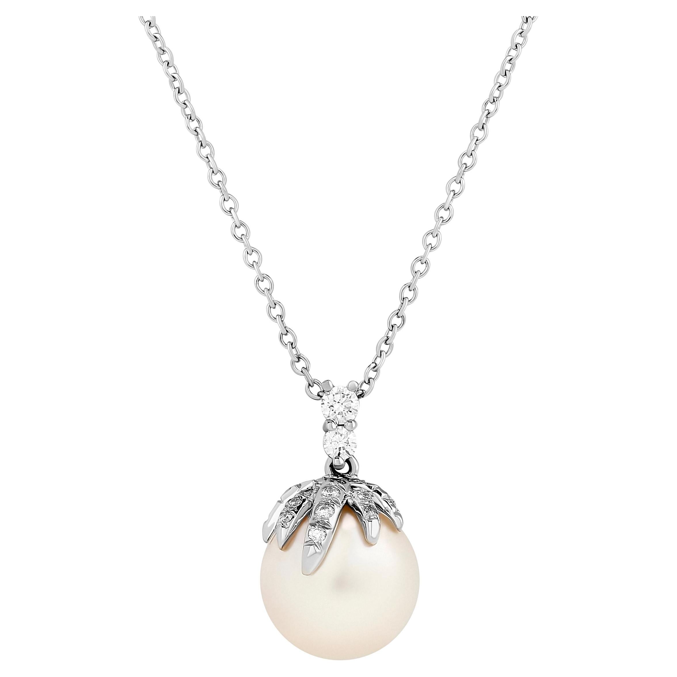 Tiffany & Company Platinum Diamond and Pearl Pendant On Chain
