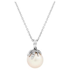 Tiffany & Company Platin-Diamant- und Perlen-Anhänger an Kette