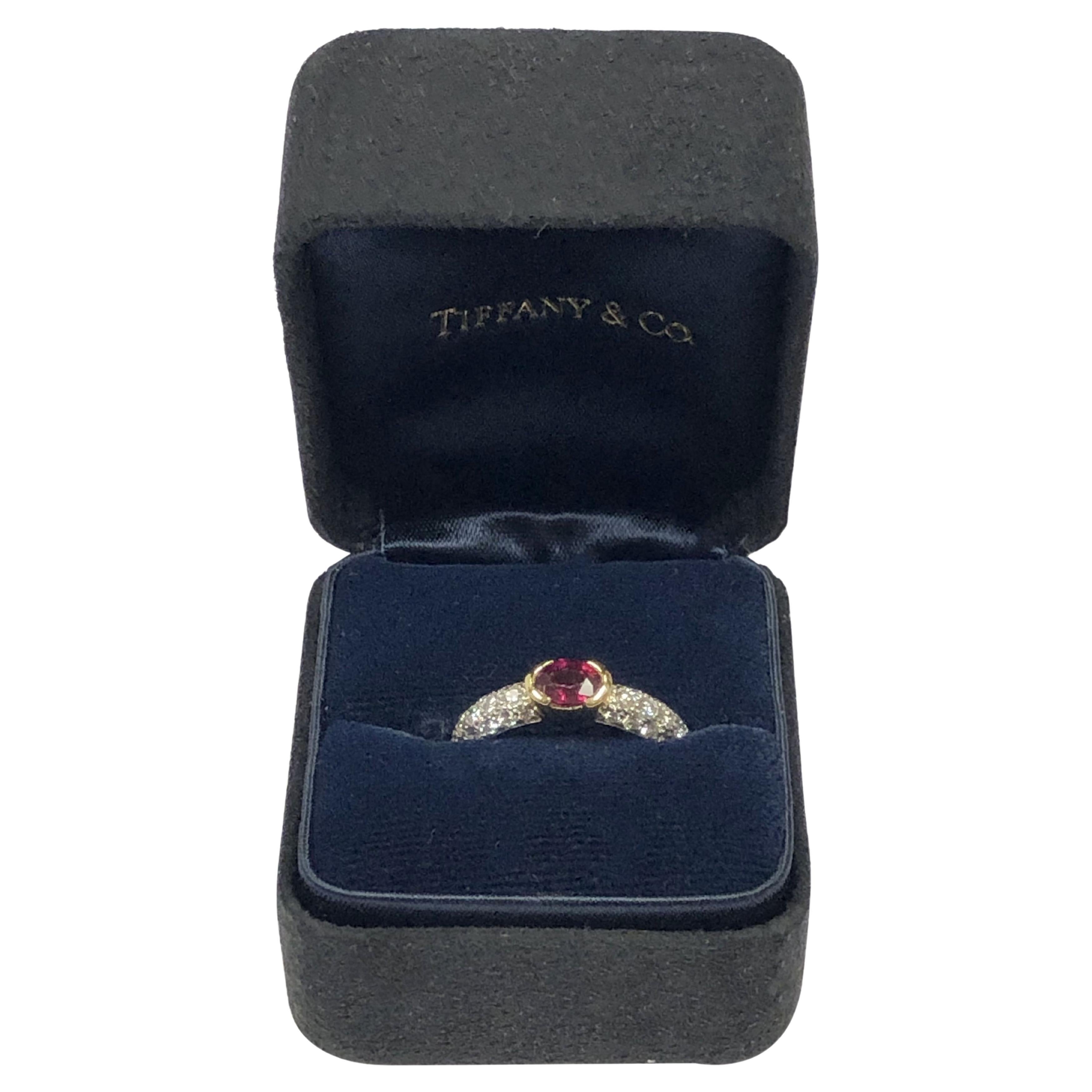 Tiffany & Company Platinum Diamond and Ruby Ring For Sale