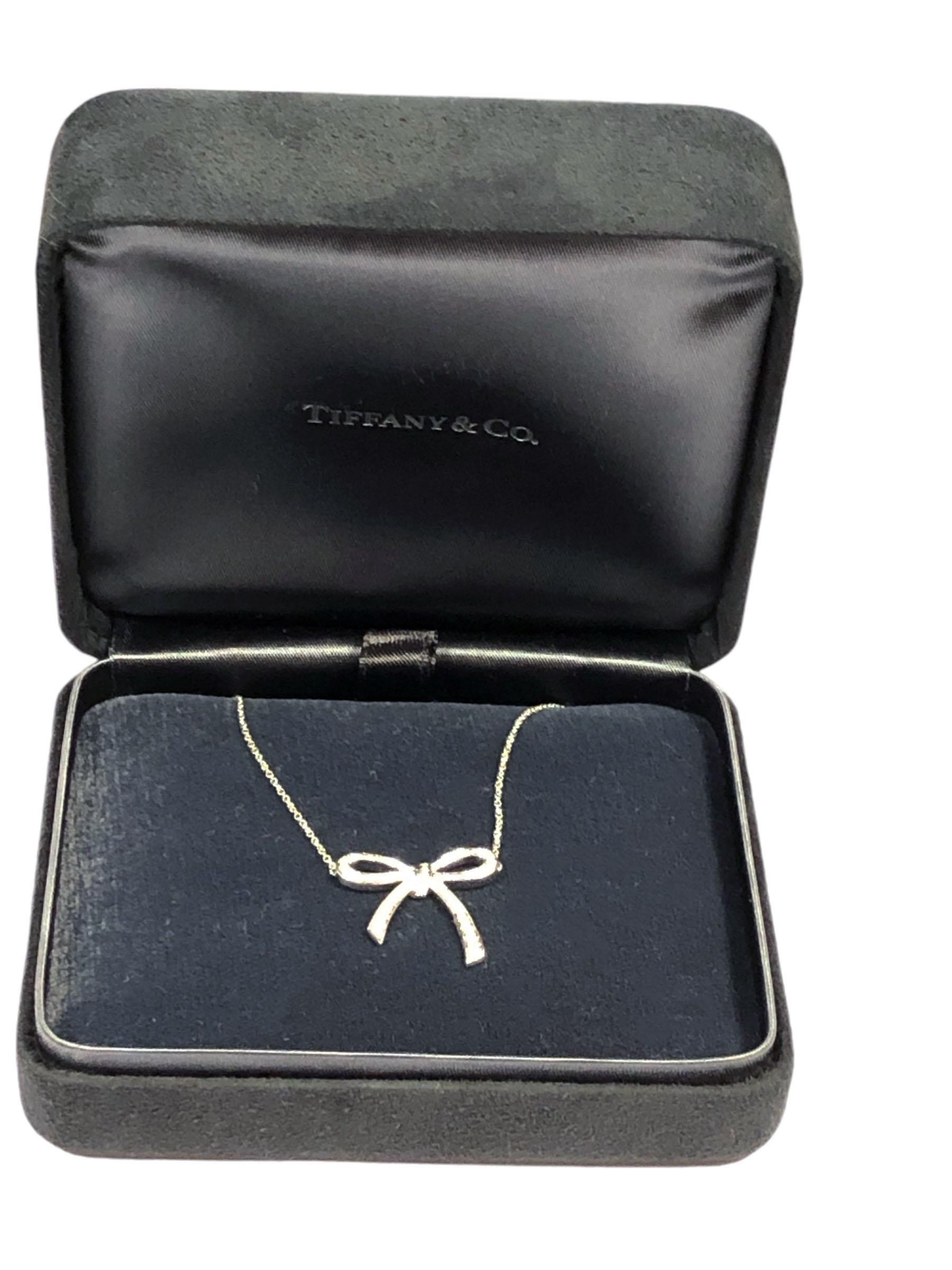 Women's Tiffany & Company Platinum Diamond Bow Pendant Necklace