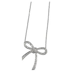 Tiffany & Company Platinum Diamond Bow Pendant Necklace