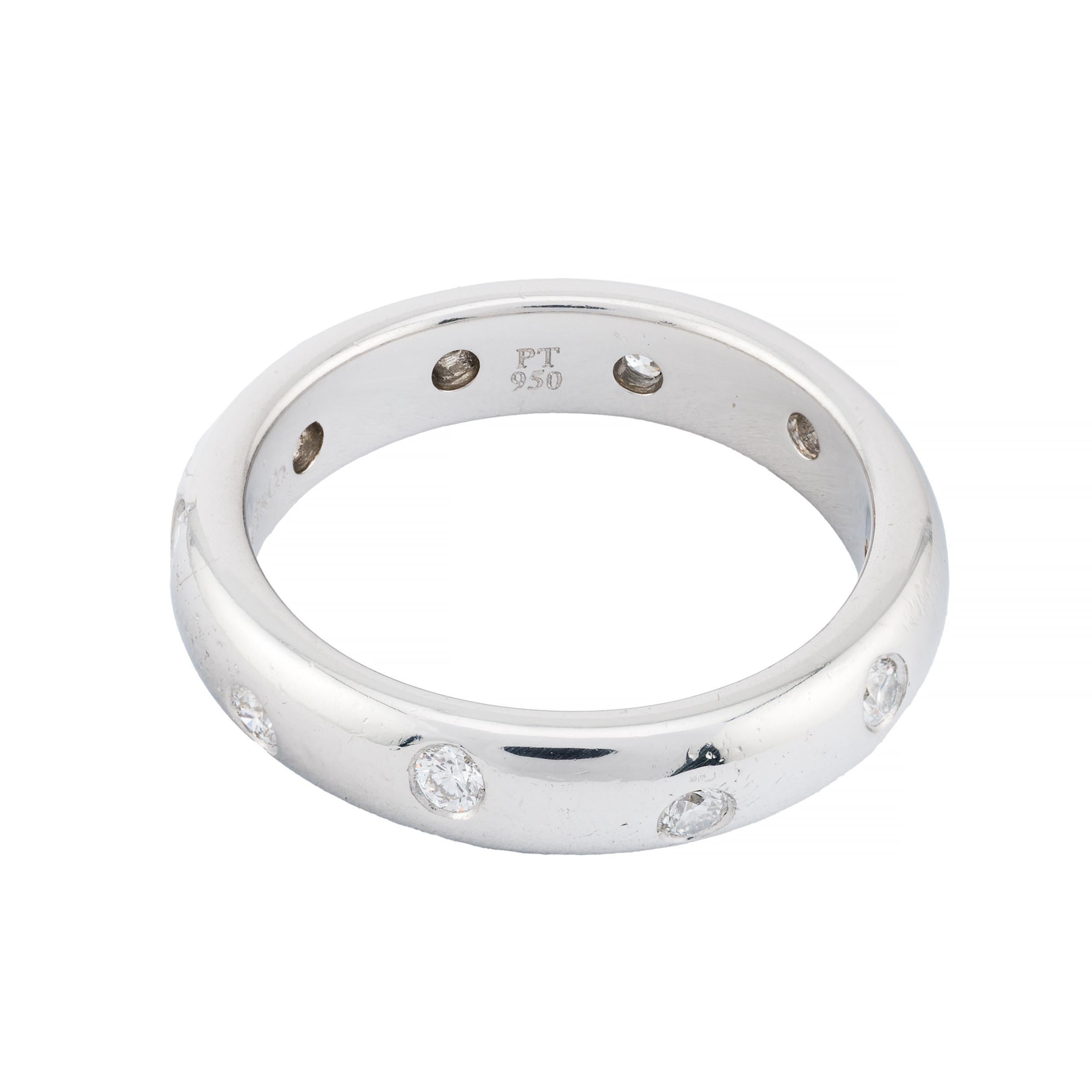 Brilliant Cut Tiffany & Company Platinum Diamond Etoile Band Ring Size 4 1/2 For Sale