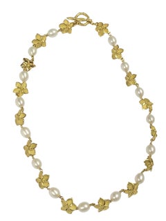 Tiffany & Company Plumeria Yellow Gold and Pearl Necklace