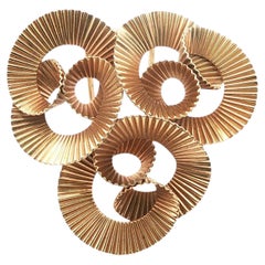 Tiffany & Company Retro 14 Karat Yellow Gold Ribbed Swirl Brooch Pin Vintage