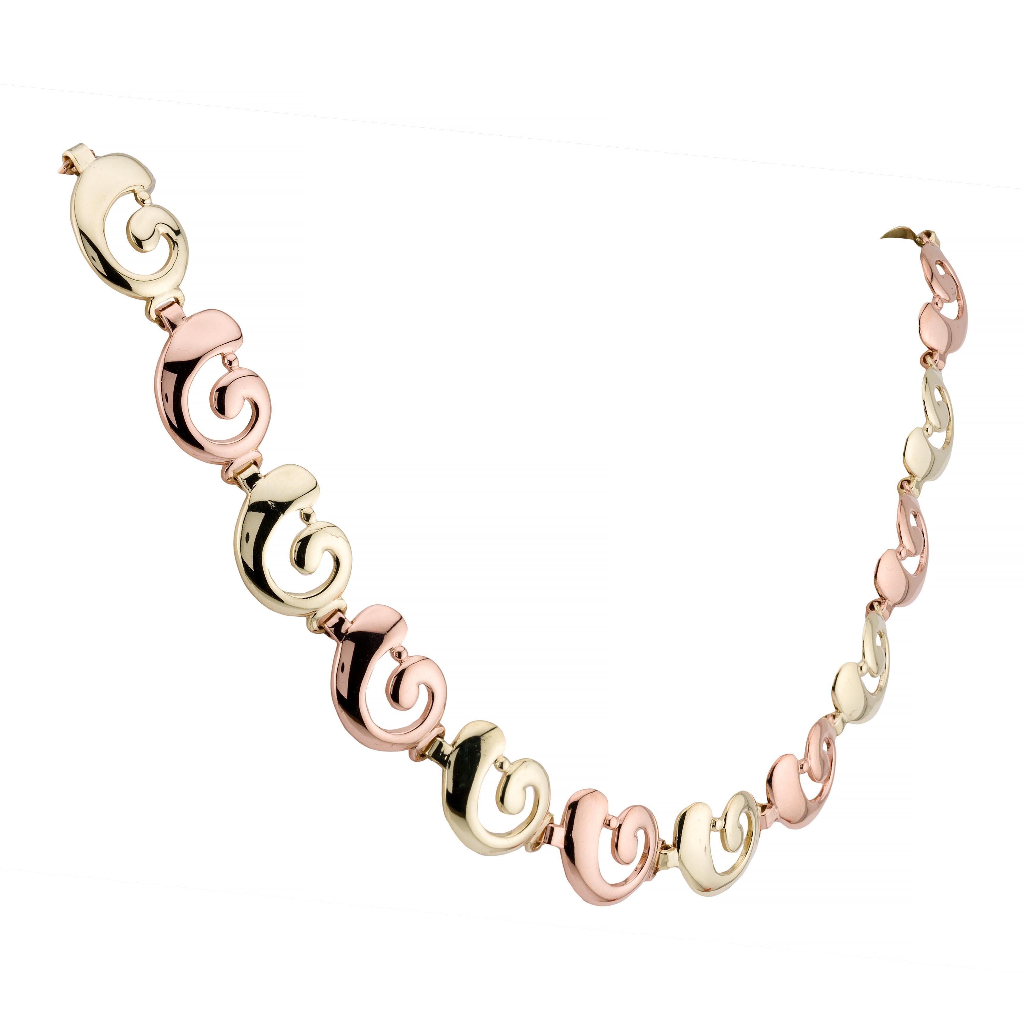 Rétro Tiffany & Company Collana retrò a forma di vortice in oro rosa e verde a due toni in vendita