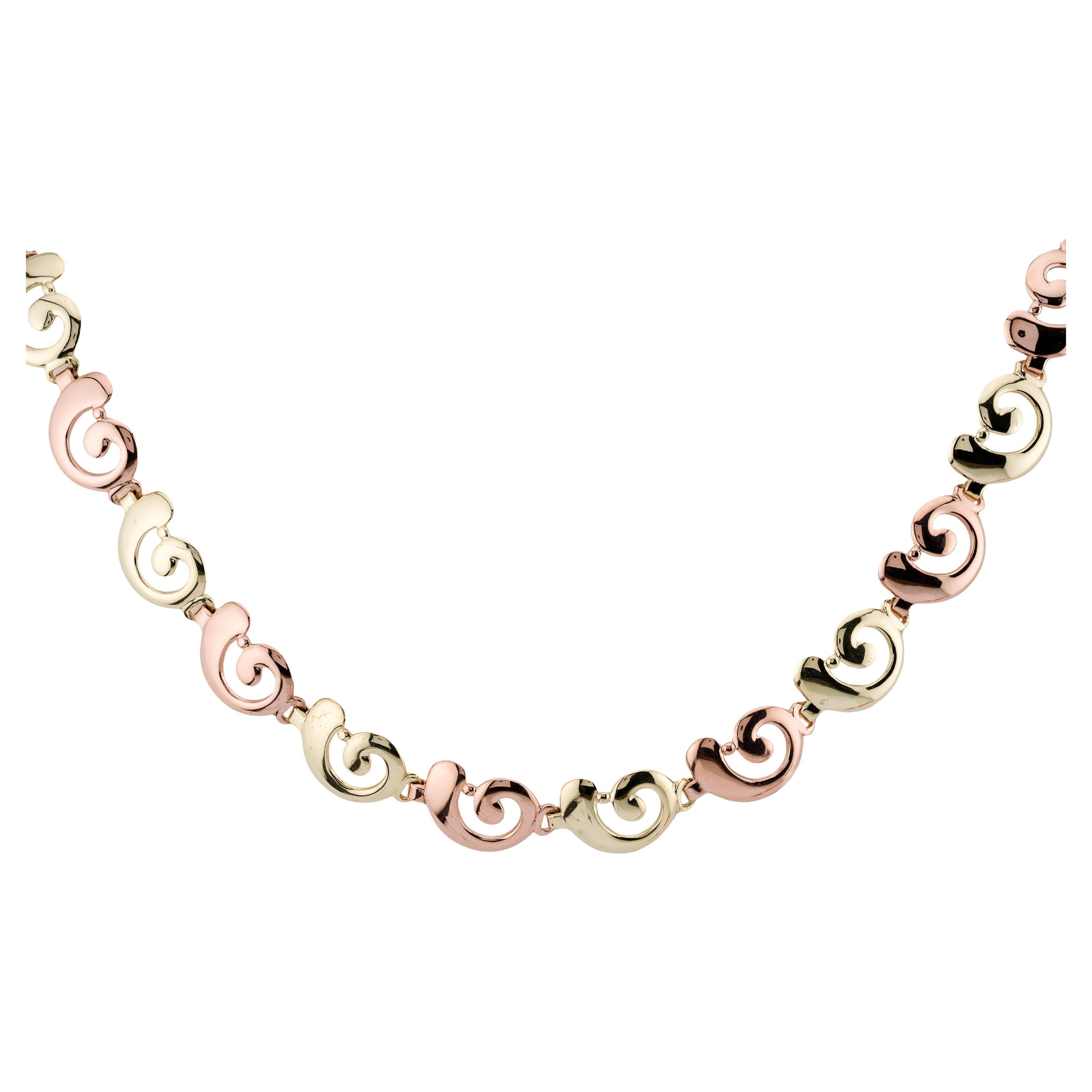 Tiffany & Company Collana retrò a forma di vortice in oro rosa e verde a due toni in vendita