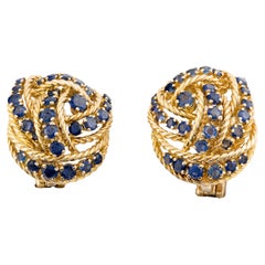 Tiffany & Company Sapphire Rope Work Earrings in 18 Karat Yellow Gold