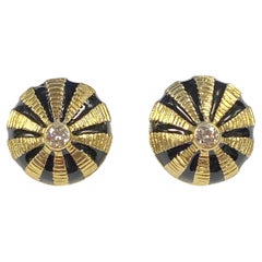 Schlumberger Gold-Diamant- und Emaille-Ohrringe, Tiffany & Company