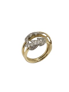Tiffany & Company Schlumberger Platinum Gold and Diamond 2 Leaves Ring