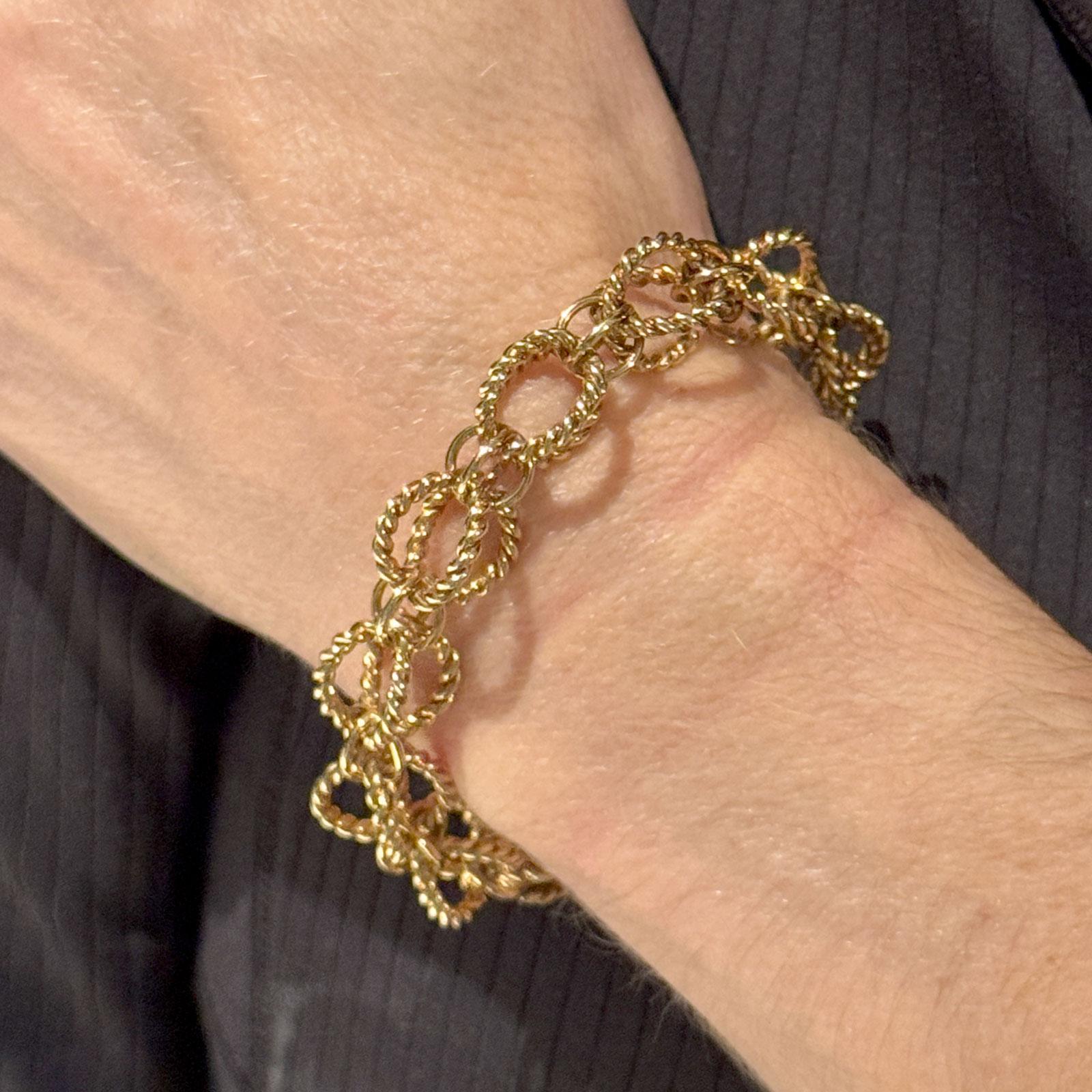 Tiffany & Company Schlumberger Rope Circle Link Bracelet en or jaune 18K Excellent état - En vente à Boca Raton, FL