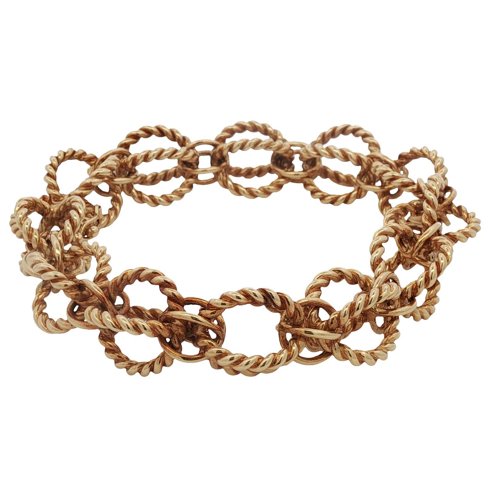 Tiffany & Company Schlumberger Rope Circle Link Bracelet en or jaune 18K Pour femmes en vente