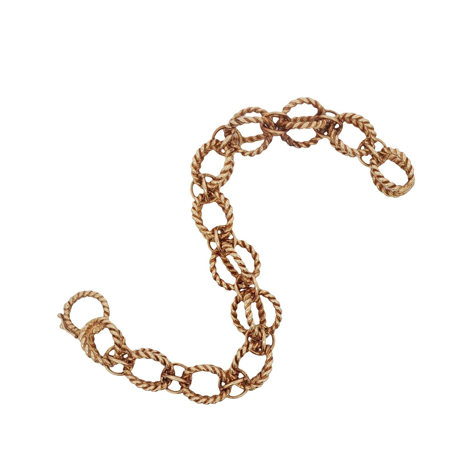 Tiffany & Company Schlumberger Rope Circle Link Bracelet en or jaune 18K en vente 1