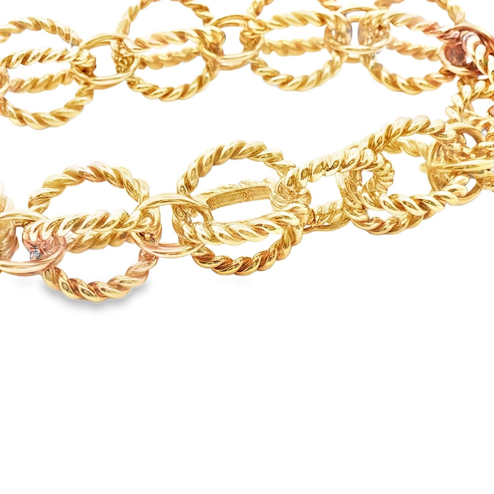 Tiffany & Company Schlumberger Rope Circle Link Bracelet en or jaune 18K en vente 2