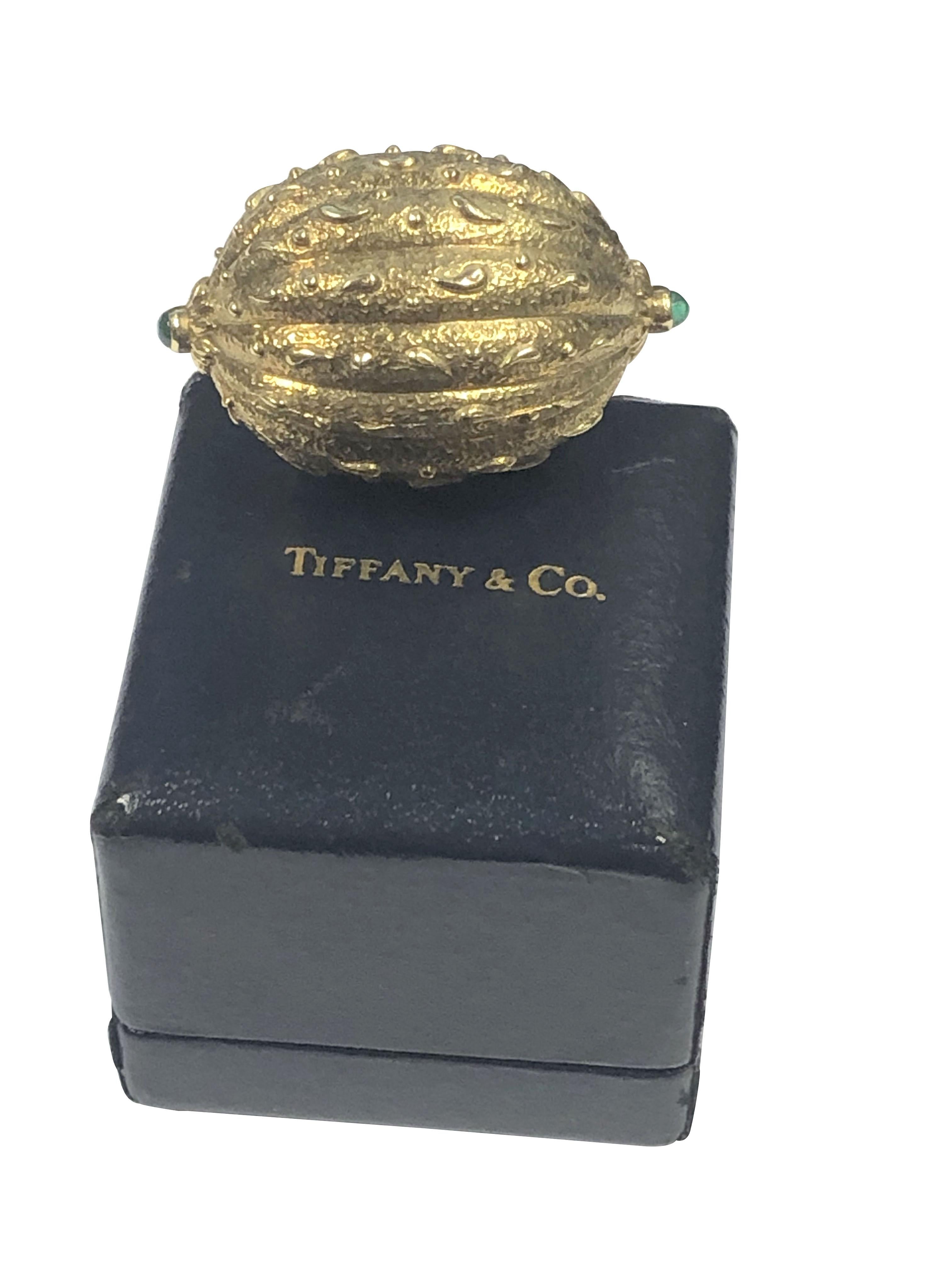 Tiffany & Company Schlumberger Yellow Gold Walnut Pill Box 1