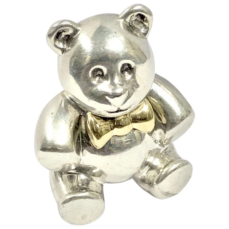 Tiffany and Co. Silver and Gold Teddy Bear Brooch at 1stDibs