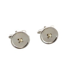 Tiffany & Co. Sterling and 14 Karat Gold Button Knot Cufflinks