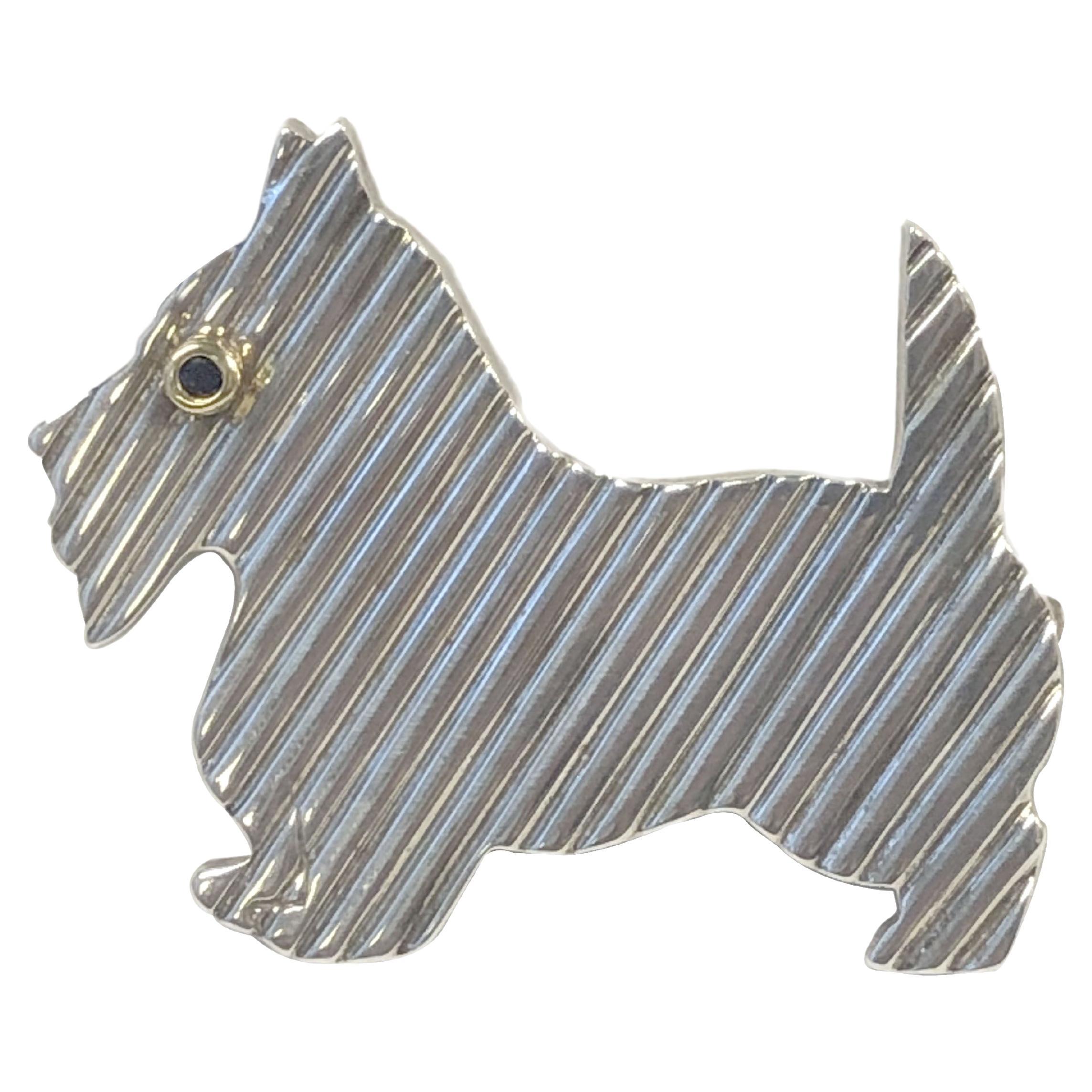 Tiffany & Company Sterling Gold Scottie Westie Dog Brooch Pin