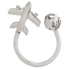 Tiffany & Company Sterling Silver Airplane and Globe Key Ring