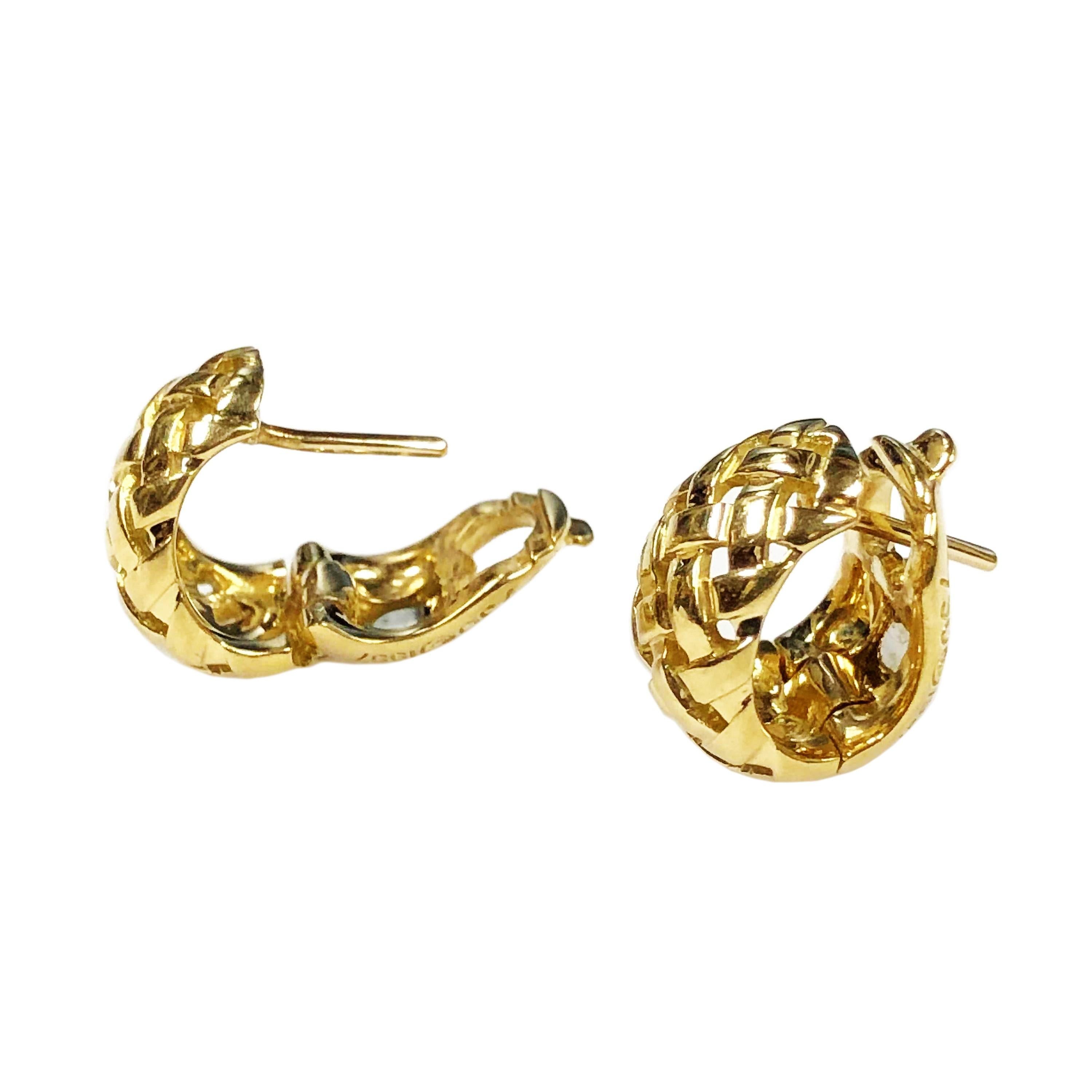 Tiffany & Co. Vannerie Yellow Gold Earrings In Excellent Condition In Chicago, IL