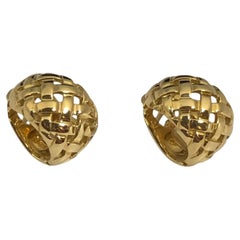 Tiffany & Company Vannerie Yellow Gold Huggie Earrings