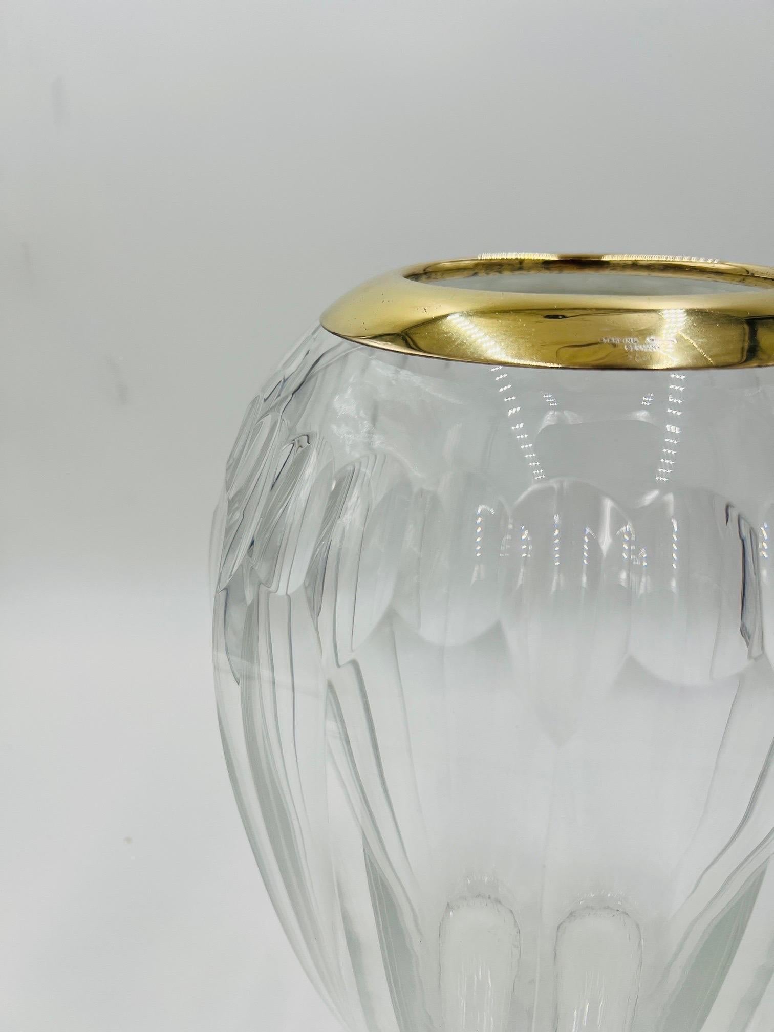 Argent sterling Vase de centre de table en argent sterling vermeil et cristal taillé Tiffany & Company en vente