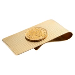 Tiffany & Company Vintage Gold Money Clip with 1901 2 1/2 Dollar Gold Coin