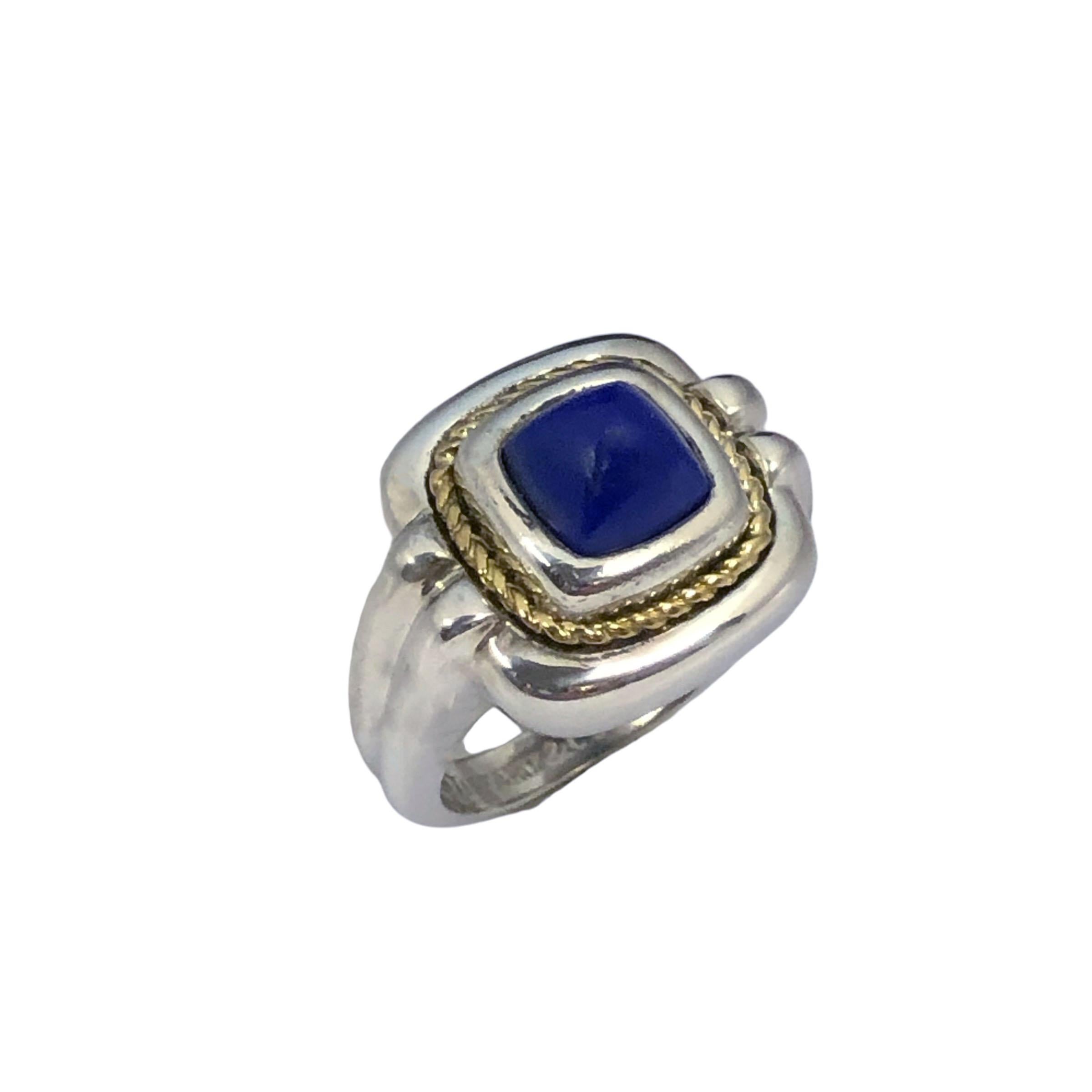 Cabochon Tiffany & Company Vintage Gold Silver and Lapis Ring For Sale