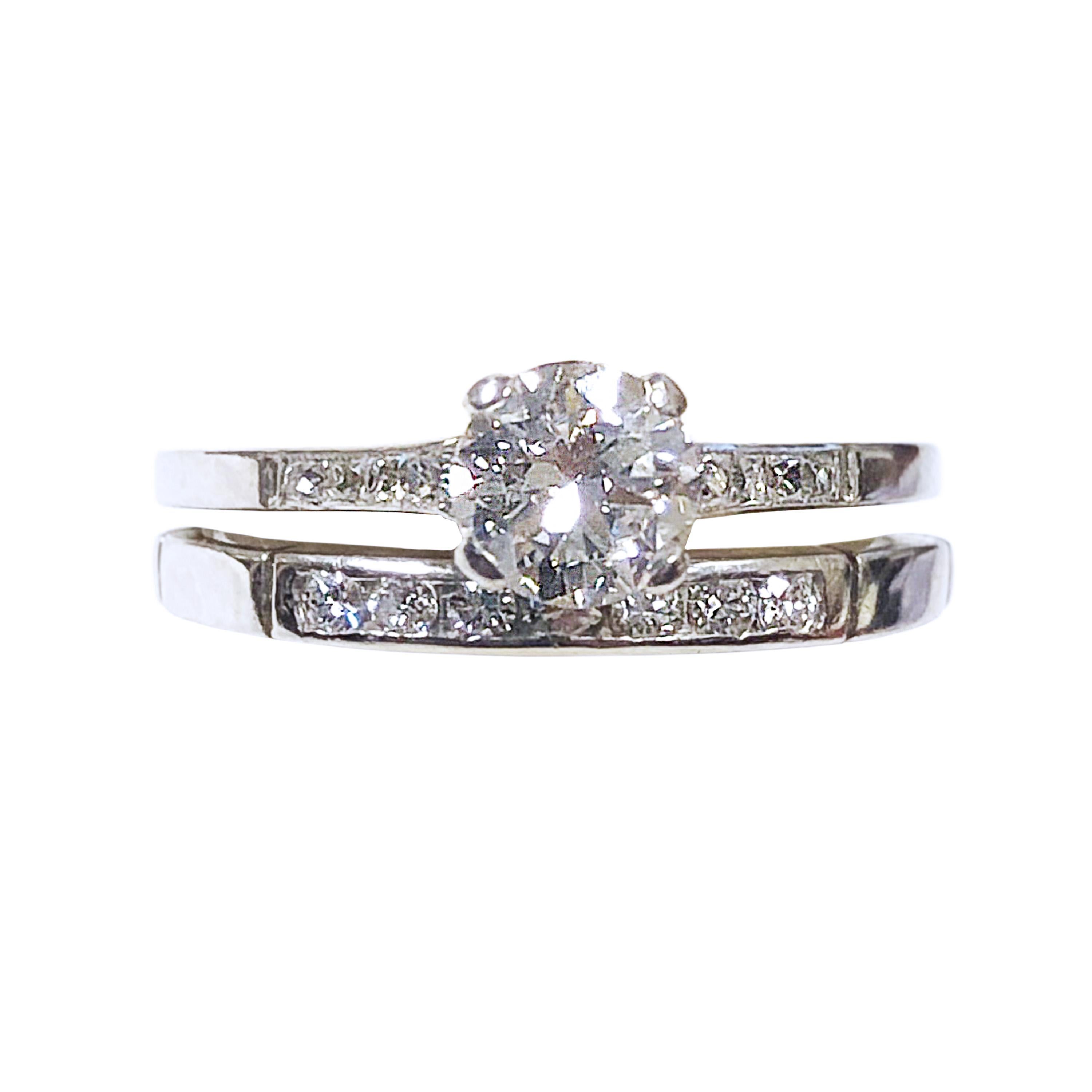 Women's Tiffany & Co. Vintage Platinum and Diamond Engagement Ring Set