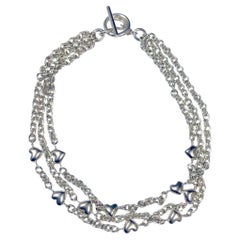 Tiffany & Company Vintage Puffed Heart 3 strand Sterling Necklace