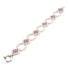 Tiffany & Company Vintage Southwestern Turquoise, Red Enamel Bracelet Sterling