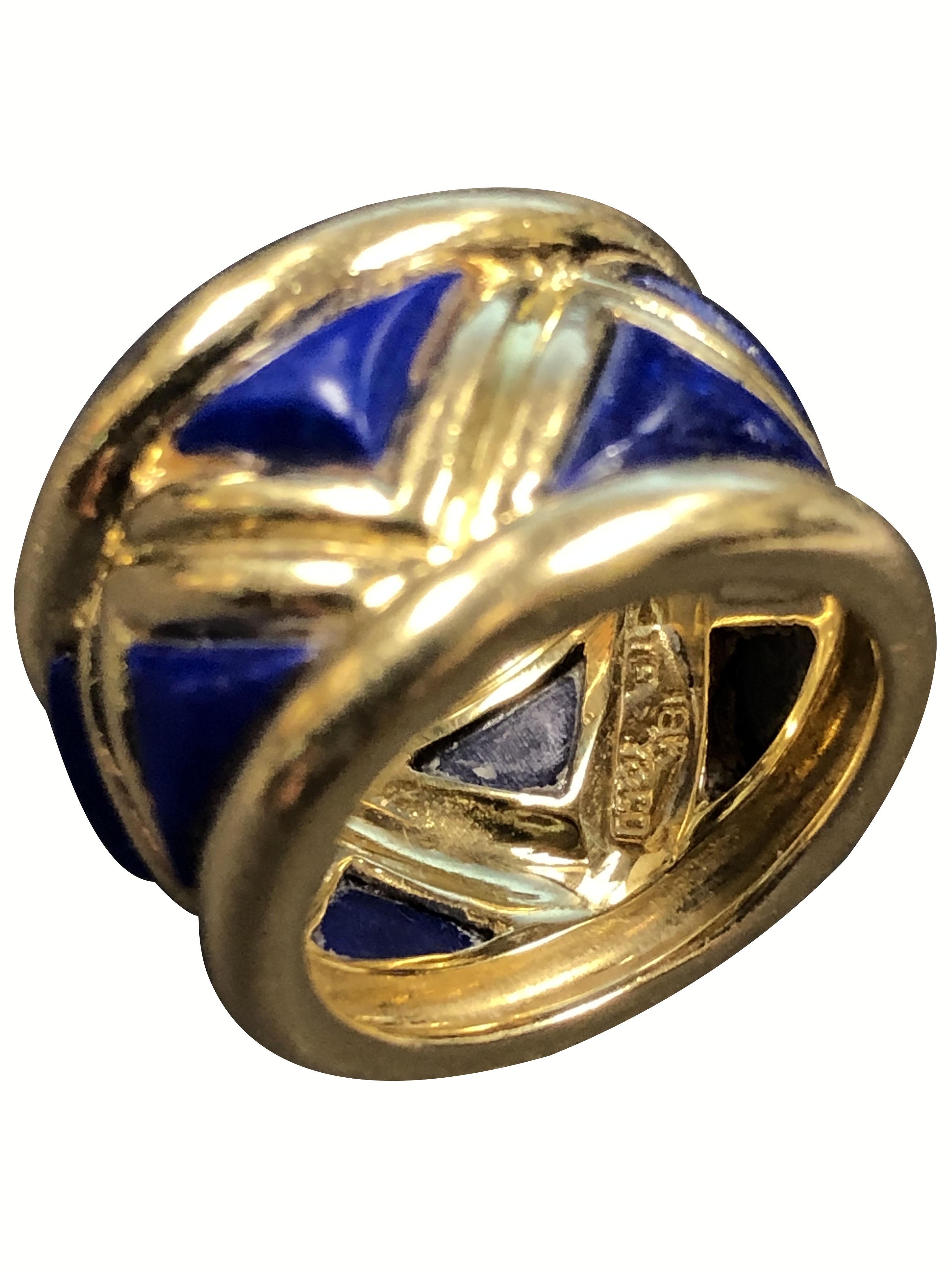 Tiffany & Company Vintage Yellow Gold and Lapis Lazuli Band Ring In Excellent Condition In Chicago, IL
