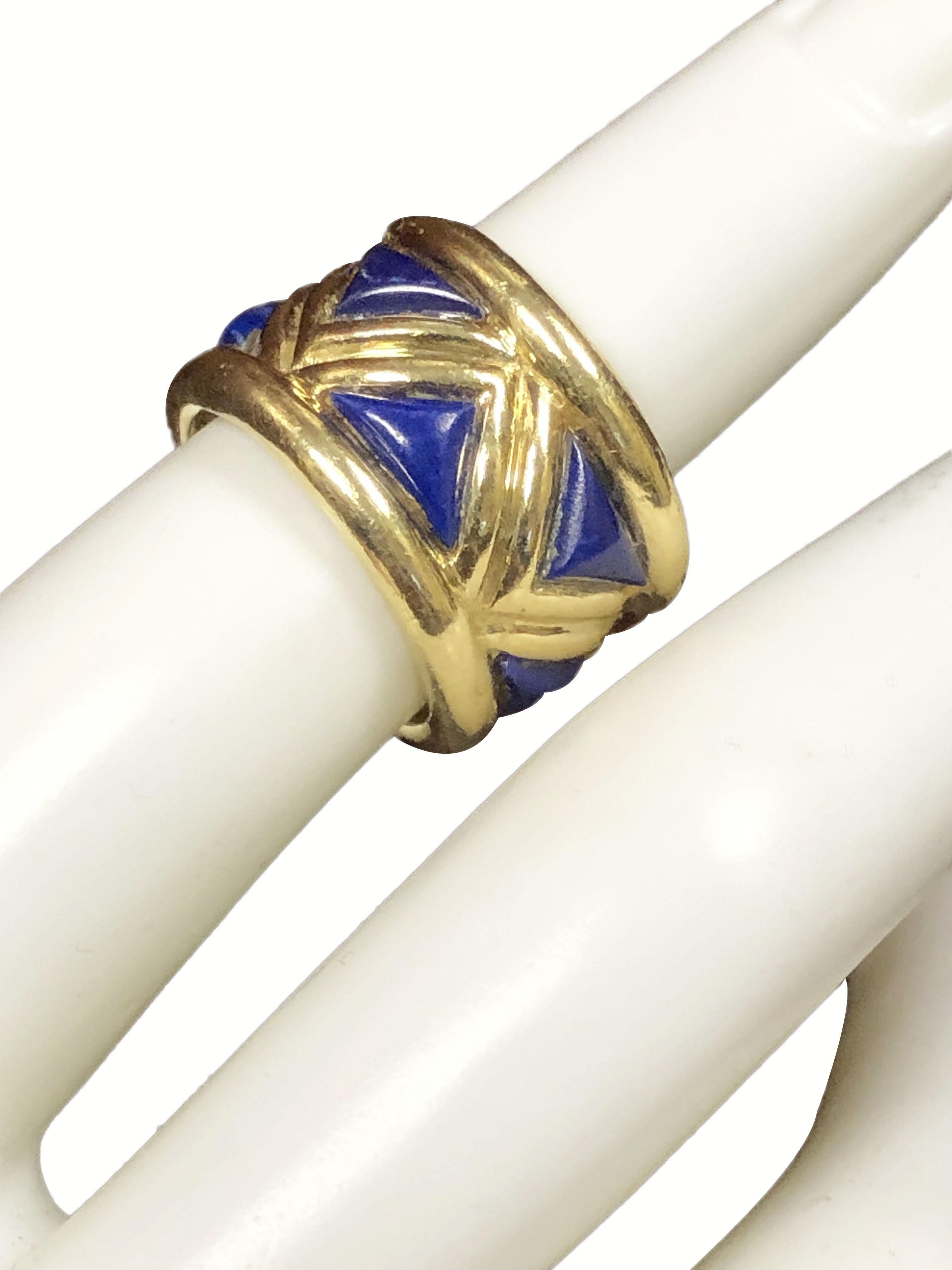 Women's or Men's Tiffany & Company Vintage Yellow Gold and Lapis Lazuli Band Ring