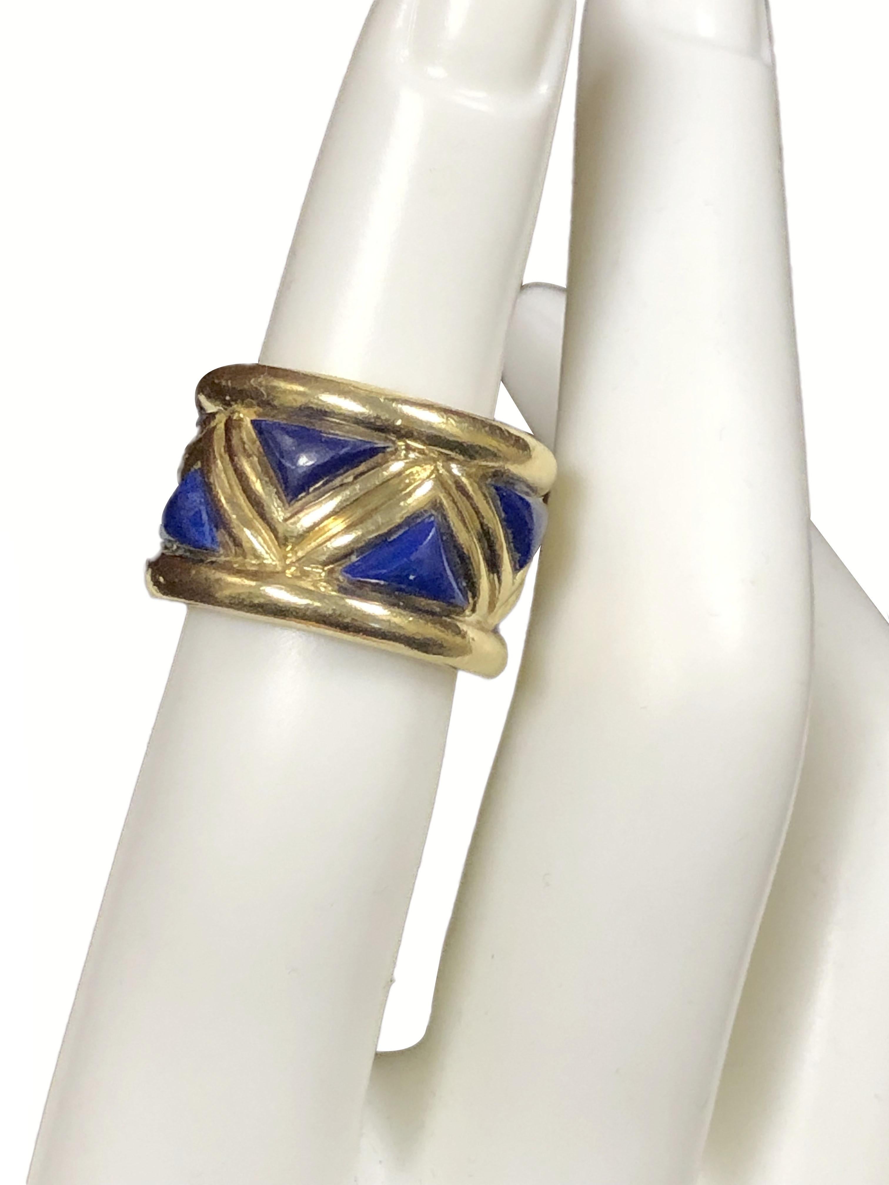 Tiffany & Company Vintage Yellow Gold and Lapis Lazuli Band Ring 1
