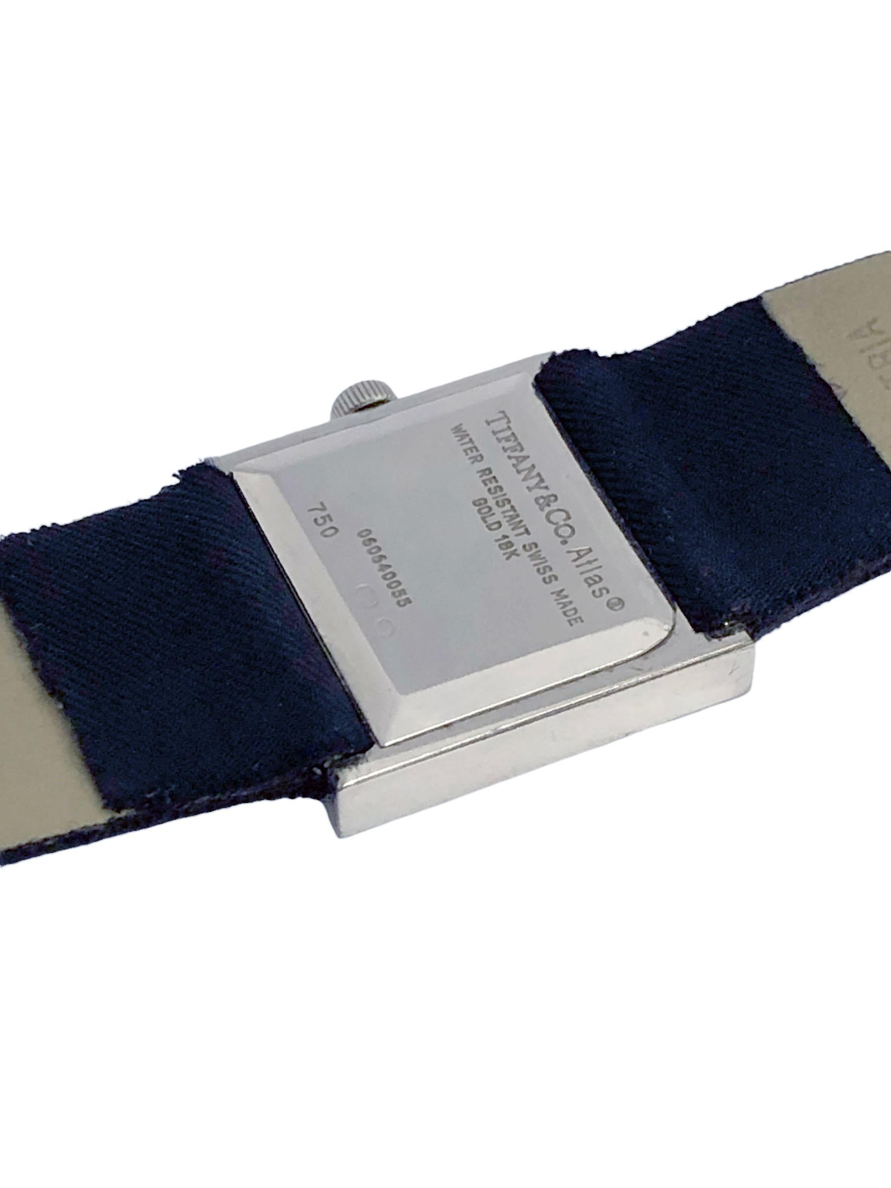 Round Cut Tiffany & Company White Gold and Diamond Atlas Collection Ladies Quartz Watch For Sale