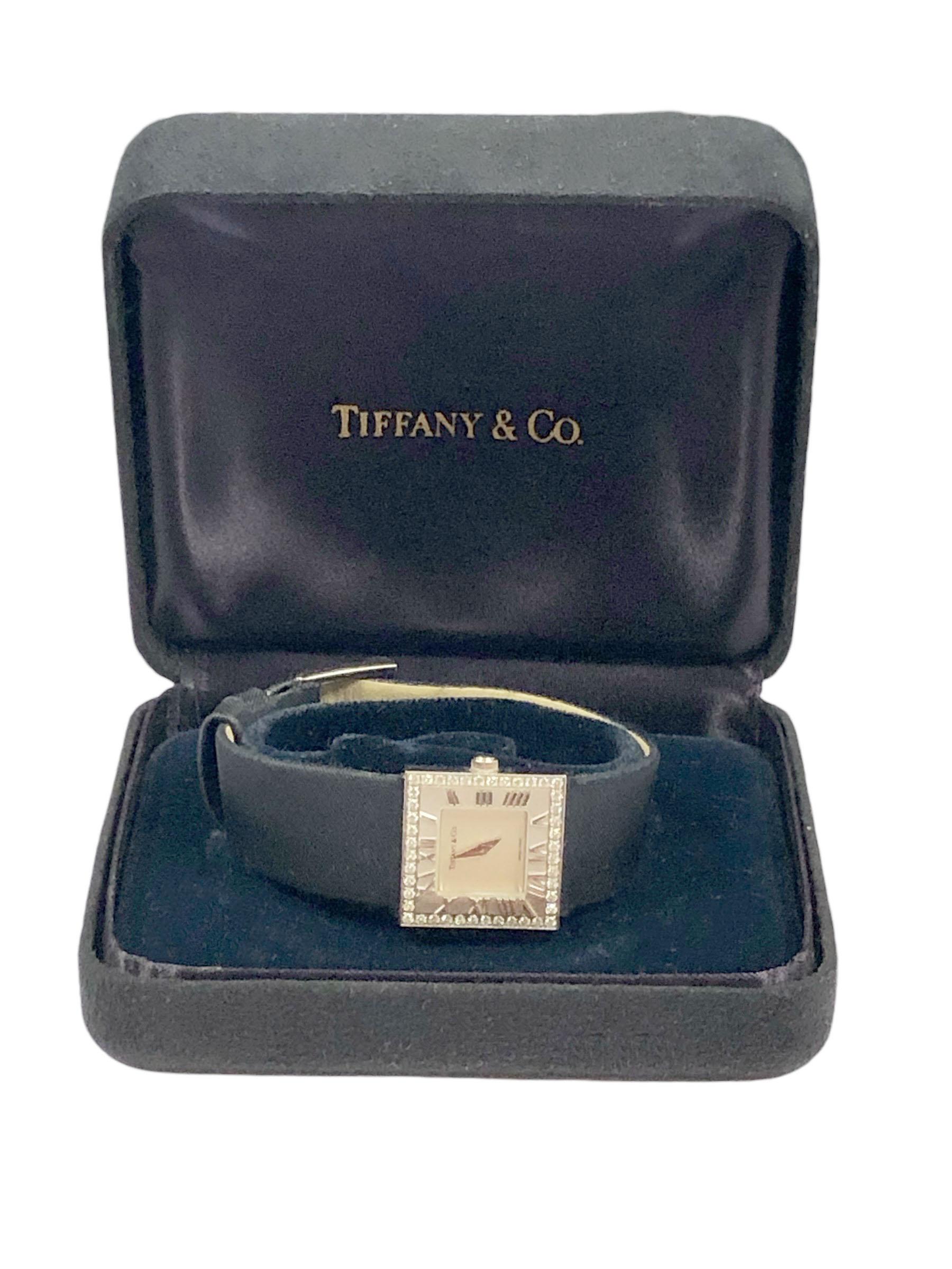 Tiffany & Company White Gold and Diamond Atlas Collection Ladies Quartz Watch For Sale 3