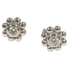 Tiffany & Company White Gold and Diamond Flower Stud Earrings