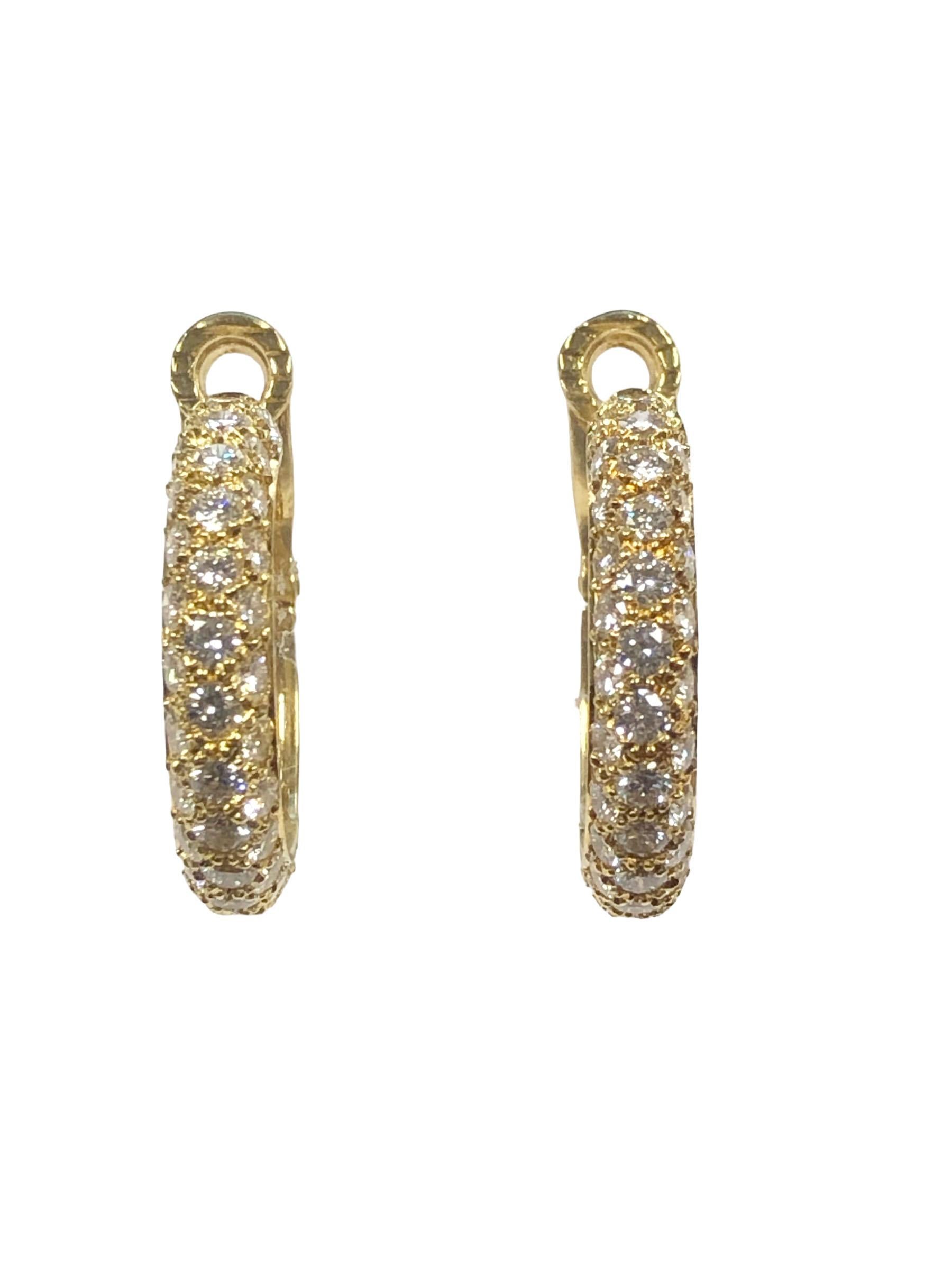 Taille ronde Tiffany & Company - Boucles d'oreilles en or jaune et diamants en vente