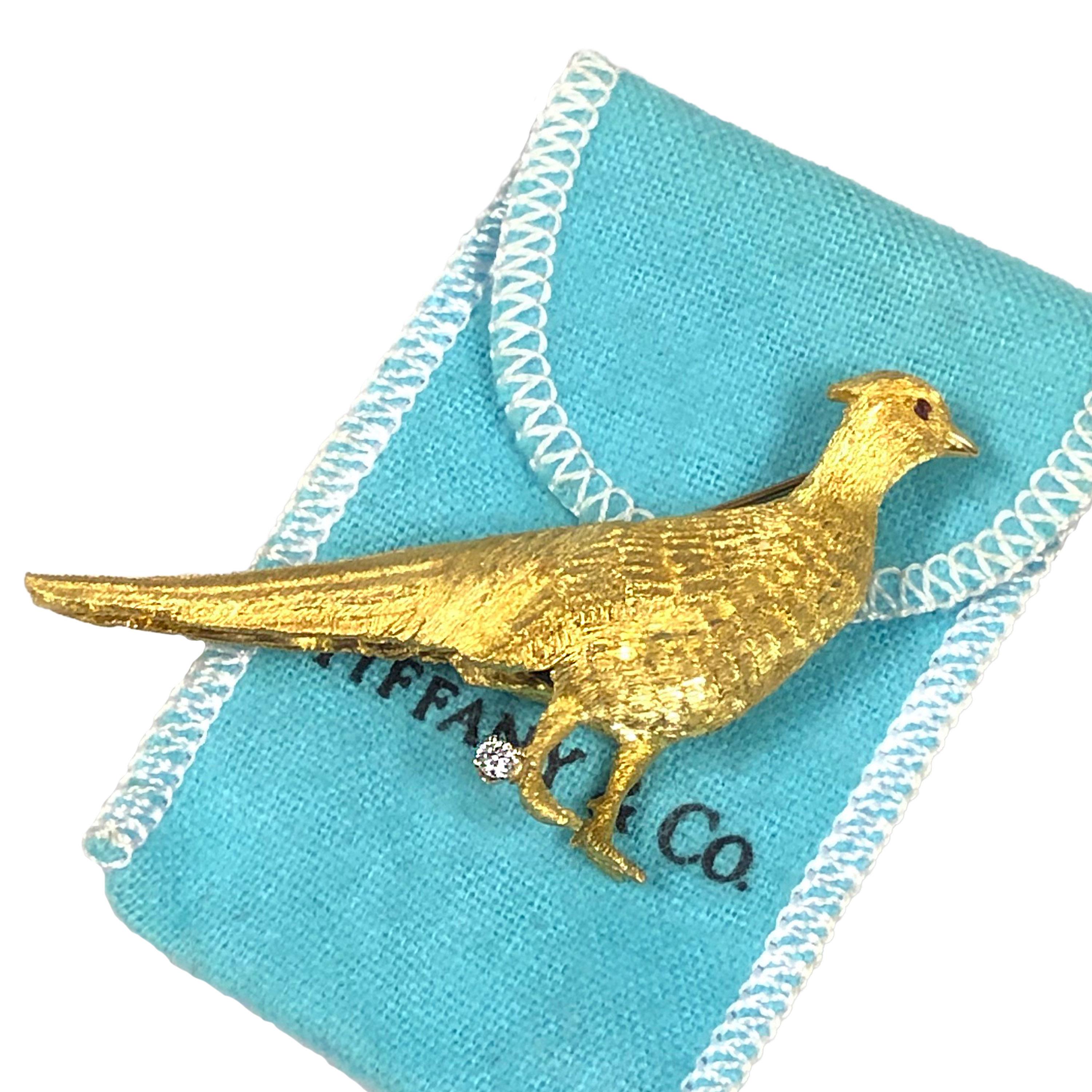 Tiffany & Co. Yellow Gold and Gem Set Pheasant Bird Brooch 1