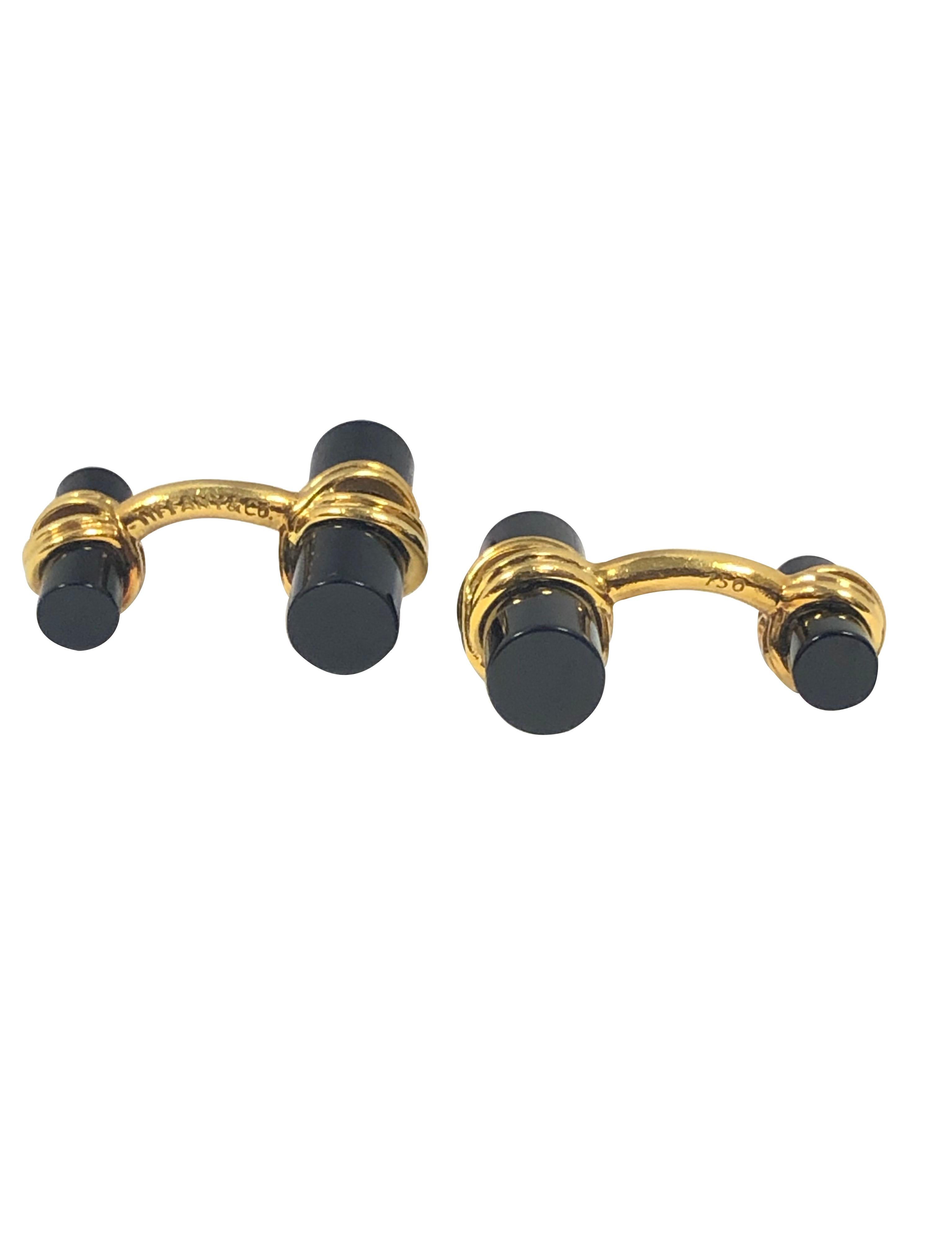 Cabochon Tiffany & Co. Yellow Gold and Onyx Cufflinks