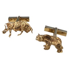 Tiffany & Company Yellow Gold Bull and Bear Wall Street Cufflinks